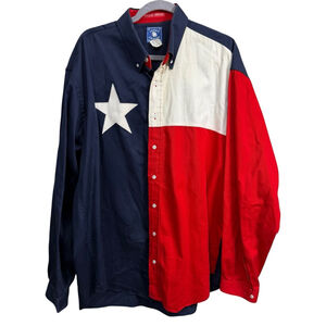 Vintage Texas Cotton Men’s XL Long Sleeve Button Front Texas Flag Shirt Made USA